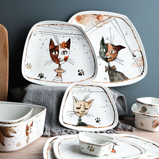 Cute Cartoon Cat Ceramic Tableware Bowls