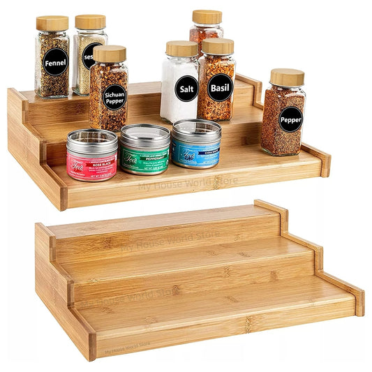 Bamboo Spice Rack Organizer for Cabinet