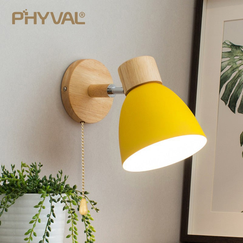 Wooden Nordic Wall Lamp With Switch