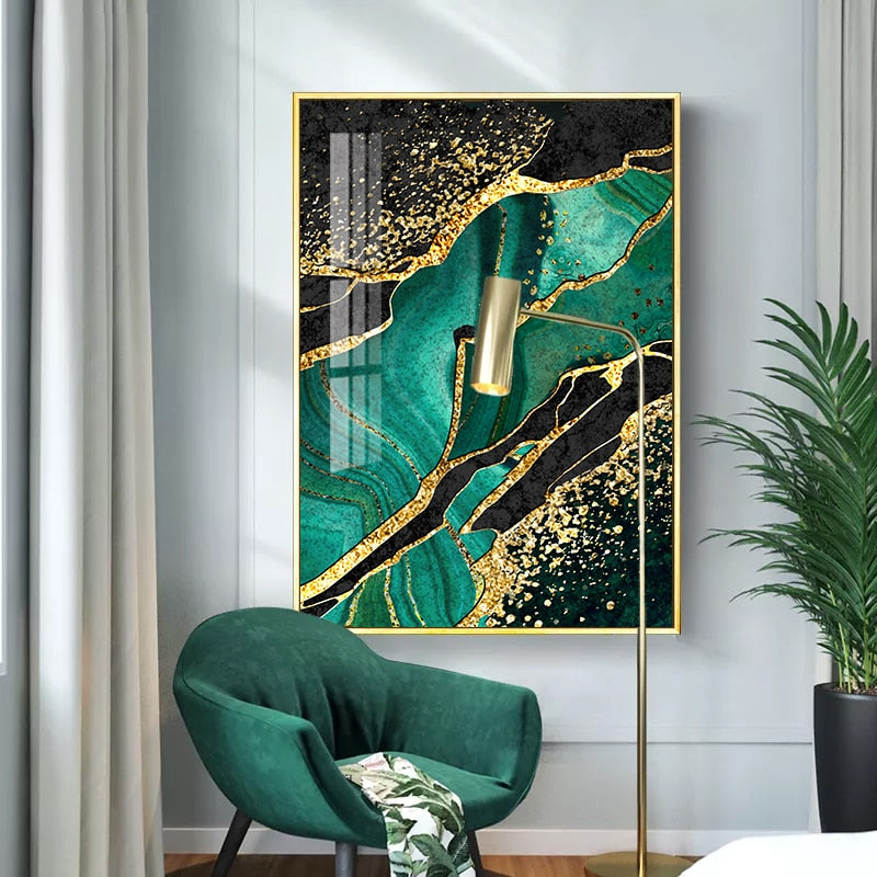 Golden Green Agate Light Canvas Poster