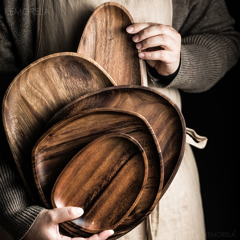 Whole Wood lovesickness Wood Irregular Oval Solid Wood Pan Plate