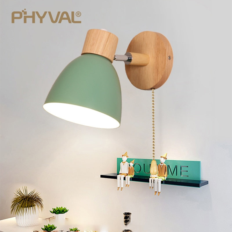 Wooden Nordic Wall Lamp With Switch