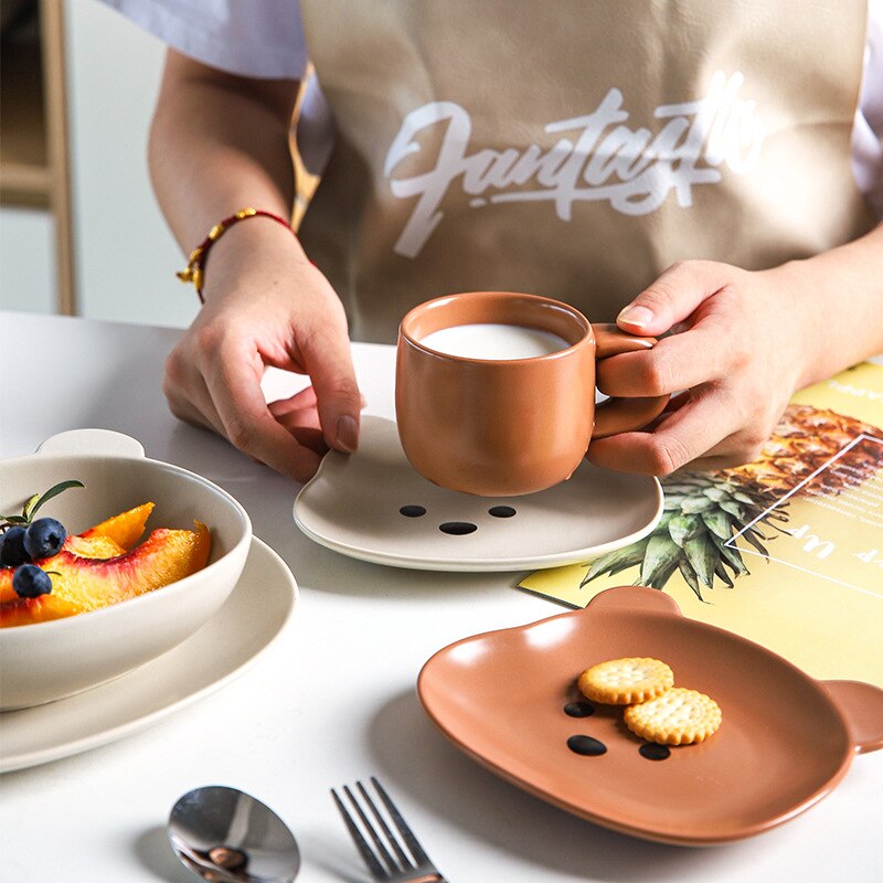 Kawaii Bear Bowl Plate Ceramics Cute Breakfast