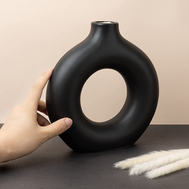 Nordic Ceramic Circular Hollow Vase