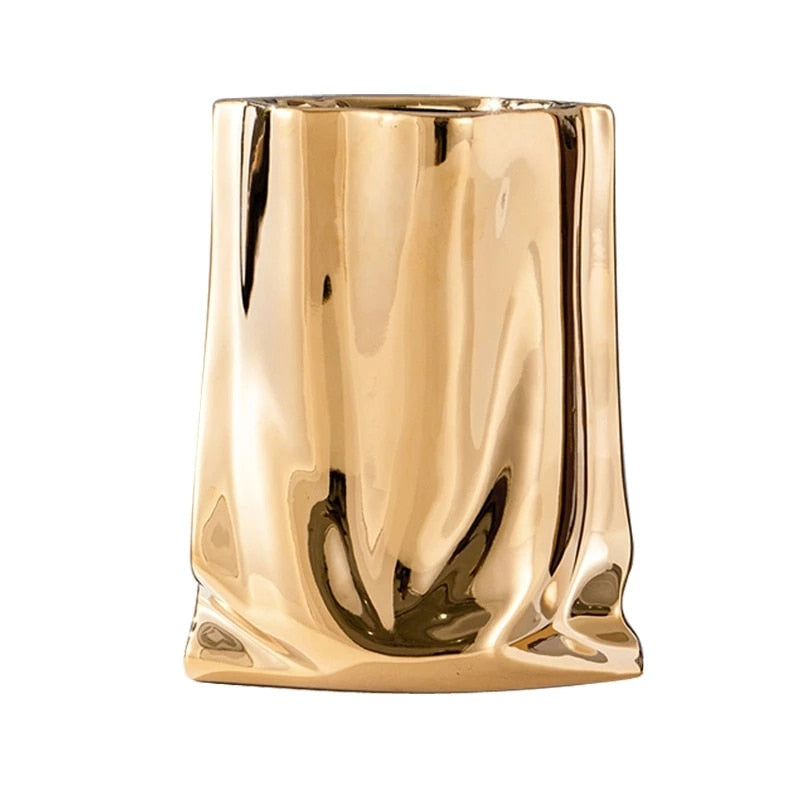 Nordic golden celectroplating ceramic vase