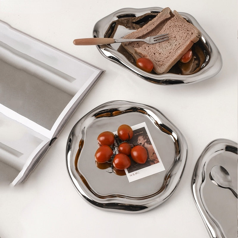 Nordic Silver plate Ceramic Dish