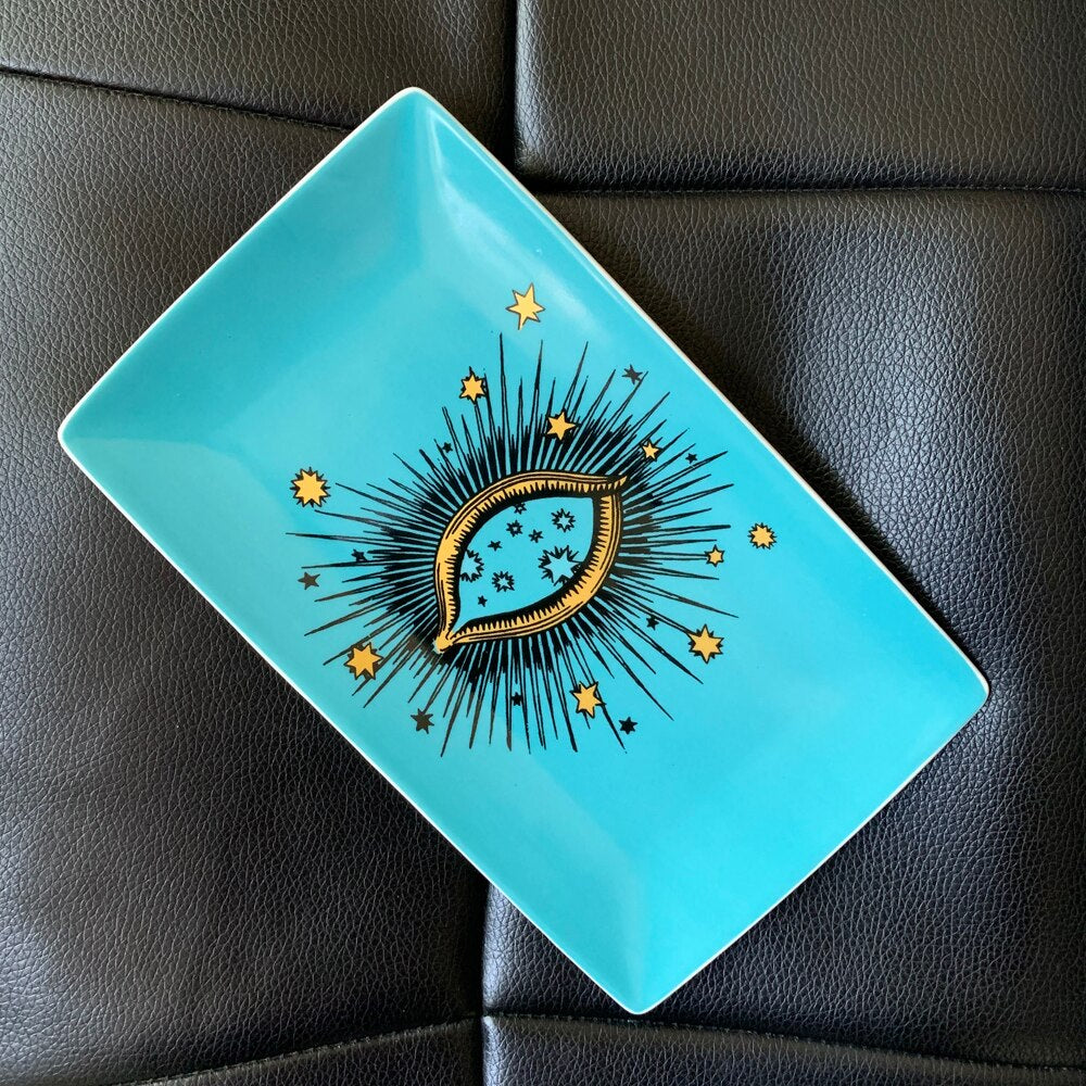 Handmade Ceramic Starry Sky Big Eye Rectangle Plate