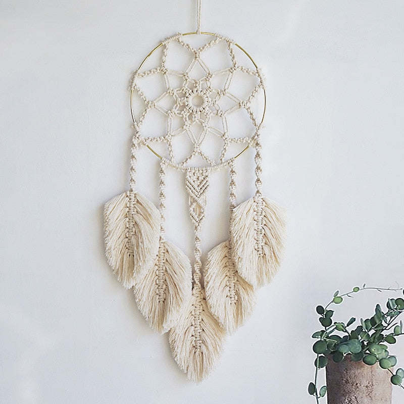 Moon and Star Dream Catcher Macrame Wall Hanging