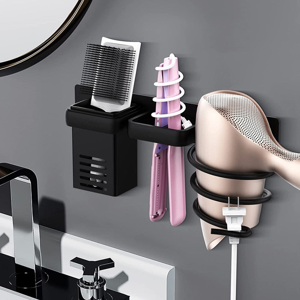 Hair Dryer Holder Wall Mounted Adhesive Bathroom Hair Tool