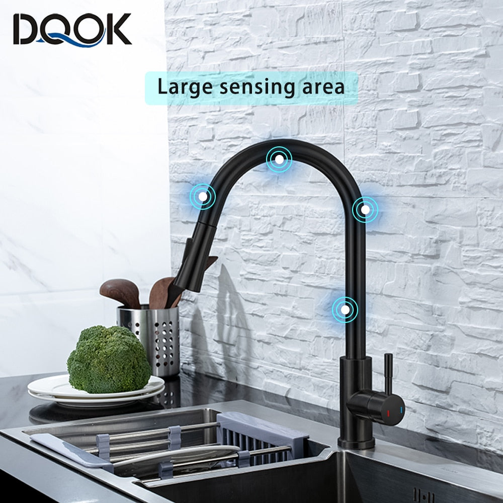 Stainless Steel Black Smart Induction Mixed Tap