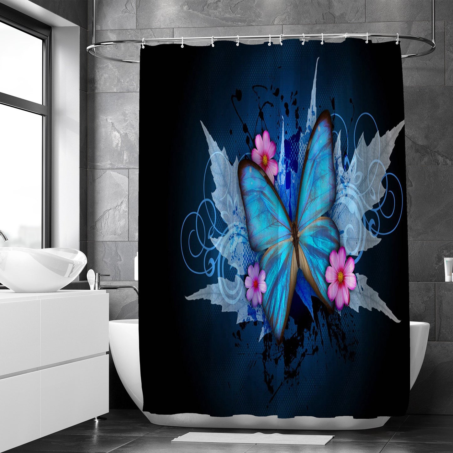 Butterfly Shower Curtain for Bathroom