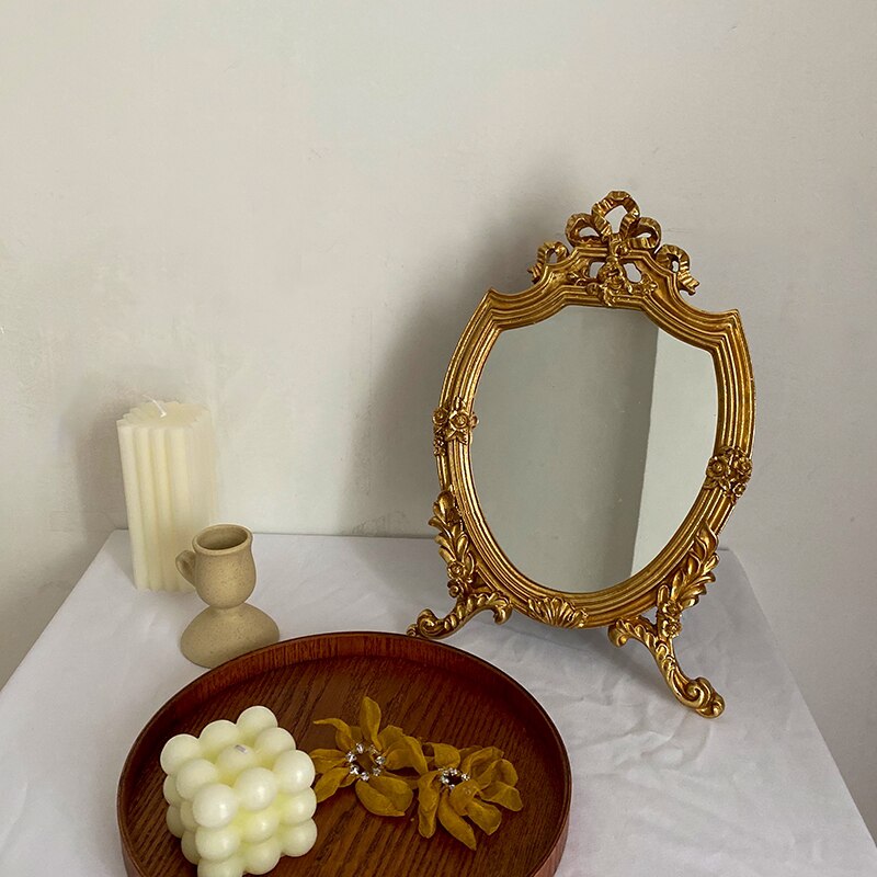Vintage Gold Mirror for Desk